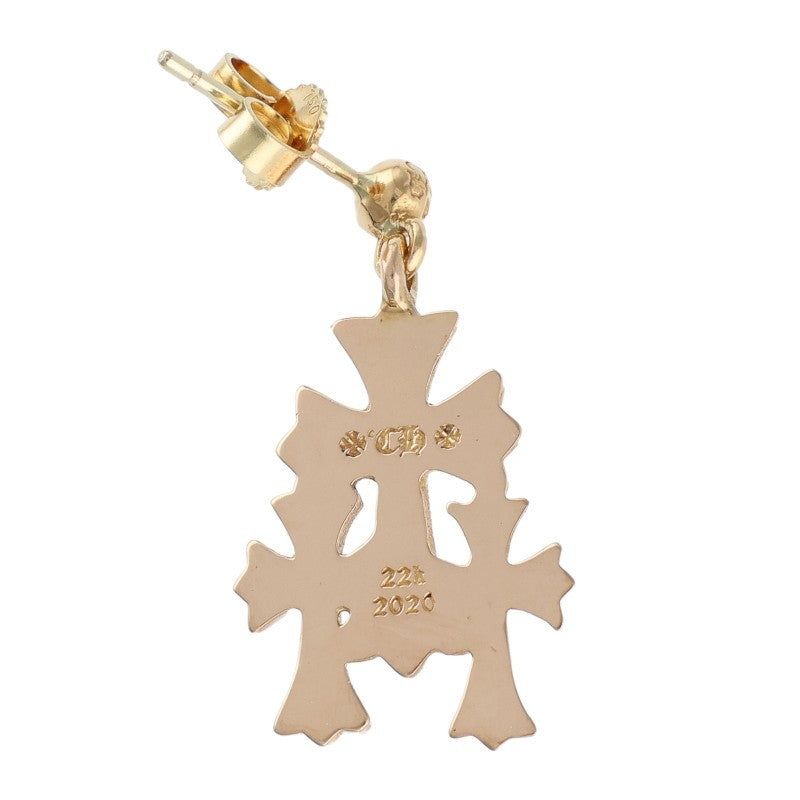 Chrome Hearts 22K 3 CH Cross Drop Gold Earring Size ONE SIZE