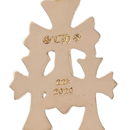 Chrome Hearts 22K 3 CH Cross Drop Gold Earring Size ONE SIZE