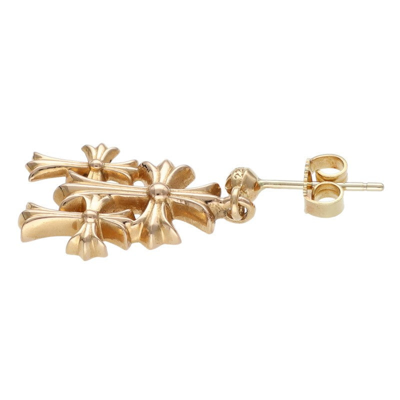 Chrome Hearts 22K 3 CH Cross Drop Gold Earring Size ONE SIZE