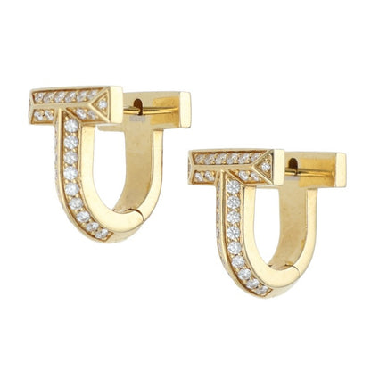 TIFFANY&Co. T1 K18YG Half Diamond Earrings Size ONE SIZE