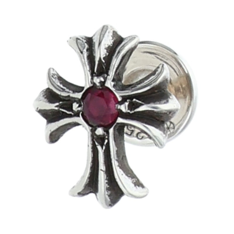 Chrome Hearts No2 CH Cross Ruby Stud Silver Size ONE SIZE