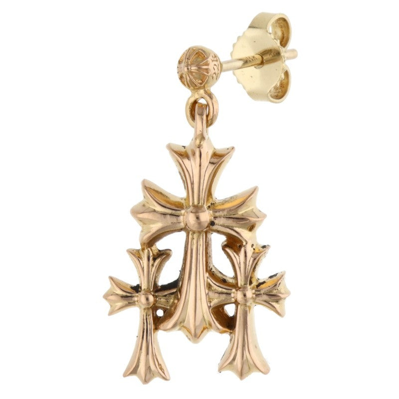 Chrome Hearts 22K Triple CH Cross Earring Size ONE SIZE