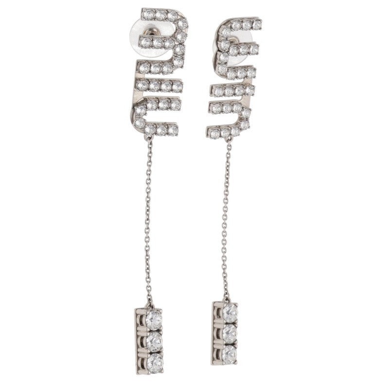 Miu Miu Crystal Logo Earrings Silver (Silver 15.31g)