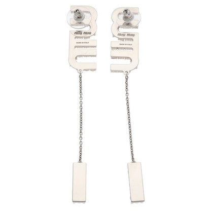 Miu Miu Crystal Logo Earrings Silver (Silver 15.31g)
