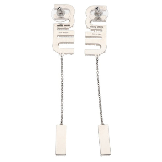 Miu Miu Crystal Logo Earrings Silver (Silver 15.31g)