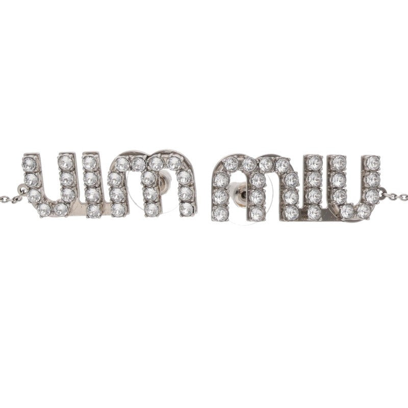 Miu Miu Crystal Logo Earrings Silver (Silver 15.31g)