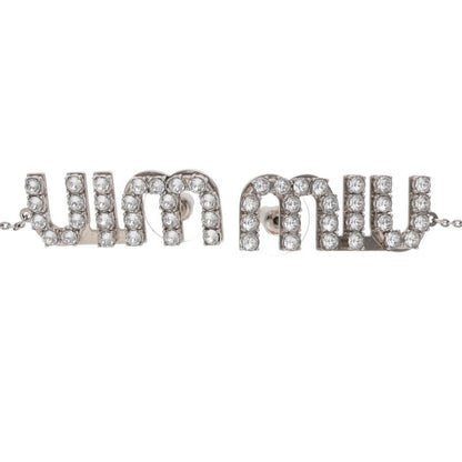 Miu Miu Crystal Logo Earrings Silver (Silver 15.31g)