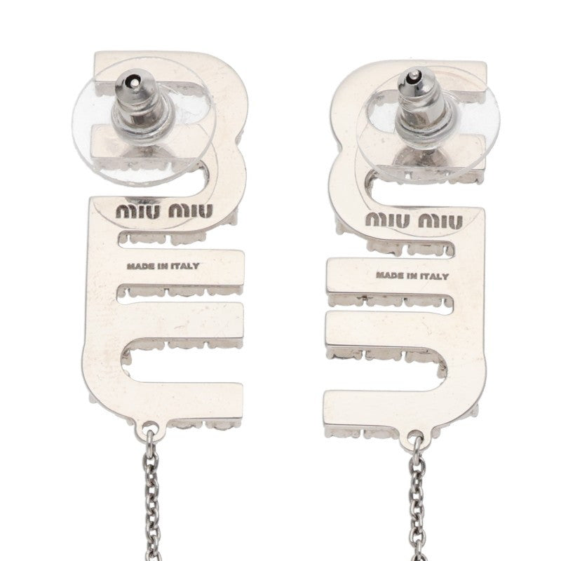 Miu Miu Crystal Logo Earrings Silver (Silver 15.31g)