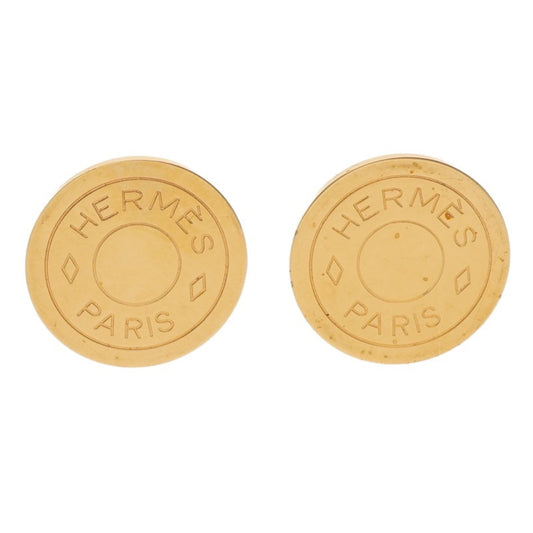 HERMES Sellier Round Gold Earrings Size ONE SIZE