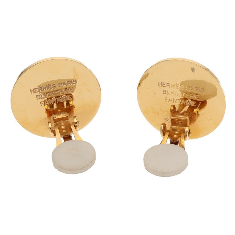 HERMES Sellier Round Gold Earrings Size ONE SIZE