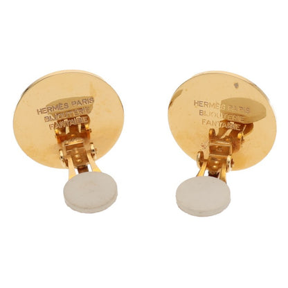 HERMES Sellier Round Gold Earrings Size ONE SIZE