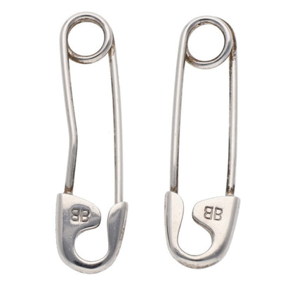 BALENCIAGA Logo Safety Pin Silver Earring Size ONE SIZE