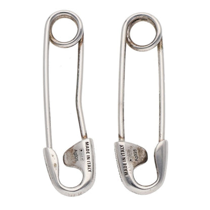 BALENCIAGA Logo Safety Pin Silver Earring Size ONE SIZE