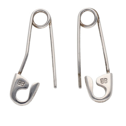 BALENCIAGA Logo Safety Pin Silver Earring Size ONE SIZE