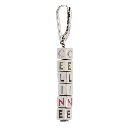 CELINE Logo Cube Earrings Silver Multi Size ONE SIZE
