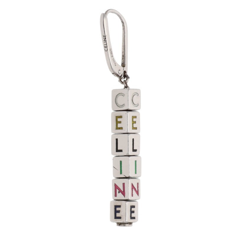 CELINE Logo Cube Earrings Silver Multi Size ONE SIZE
