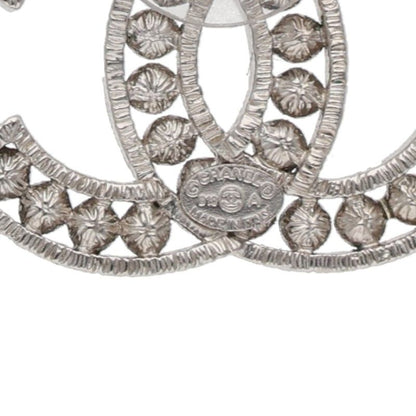 CHANEL CC Mark Rhinestone Earrings Clear Black Size ONE SIZE