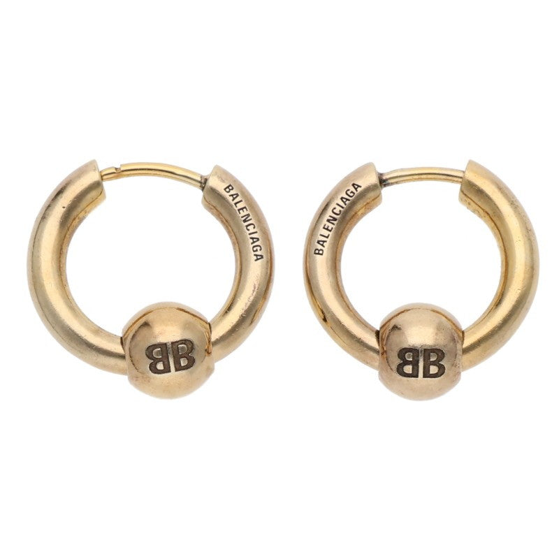 BALENCIAGA Gold Ball Hoop Earrings Pair Size ONE SIZE