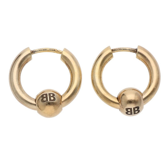 BALENCIAGA Gold Ball Hoop Earrings Pair Size ONE SIZE