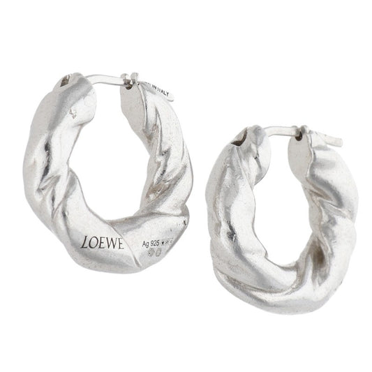 LOEWE Napa Twist Silver Hoop Earrings Size ONE SIZE