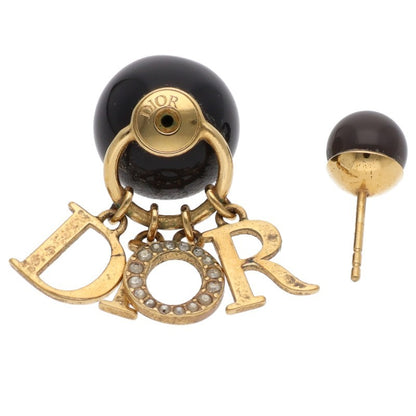 DIOR Black Faux Pearl Logo Drop Earrings Size ONE SIZE