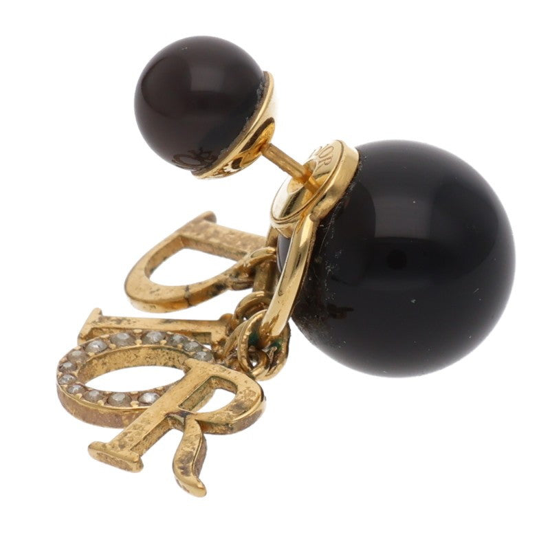 DIOR Black Faux Pearl Logo Drop Earrings Size ONE SIZE