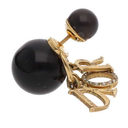 DIOR Black Faux Pearl Logo Drop Earrings Size ONE SIZE
