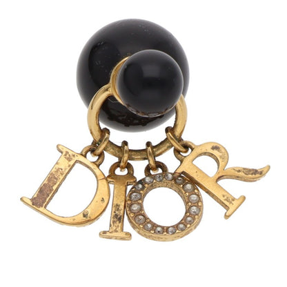 DIOR Black Faux Pearl Logo Drop Earrings Size ONE SIZE Multi