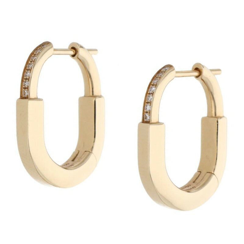 TIFFANY&Co. Lock K18YG Small Diamond Earrings Size ONE SIZE