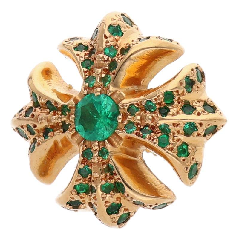 Chrome Hearts 22K #4 CH Plus PAVE Emerald Stud Size ONE SIZE