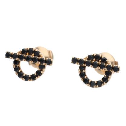 HERMES Finesse K18PG Black Spinel Earrings Size ONE SIZE
