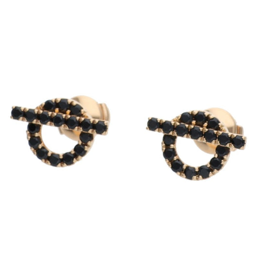 HERMES Finesse K18PG Black Spinel Earrings Size ONE SIZE
