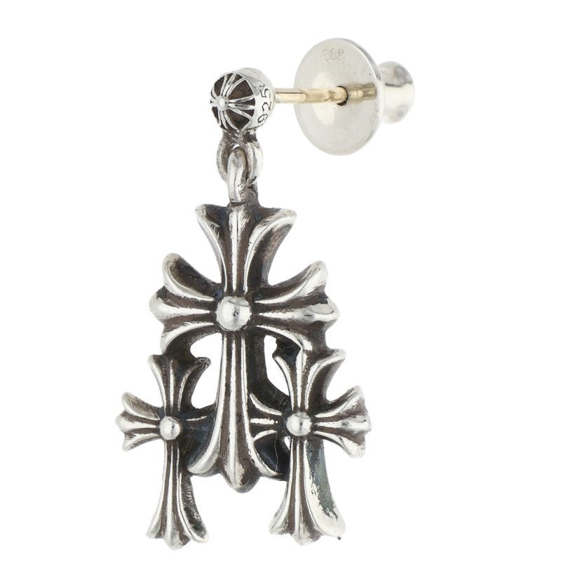 Chrome Hearts 3 CH Cross Drop Silver Earring Size ONE SIZE