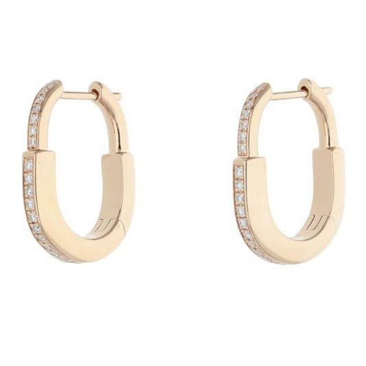 TIFFANY&Co. K18PG Pave Diamond Lock Earrings Size ONE SIZE