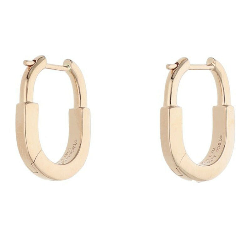 TIFFANY&Co. K18PG Pave Diamond Lock Earrings Size ONE SIZE