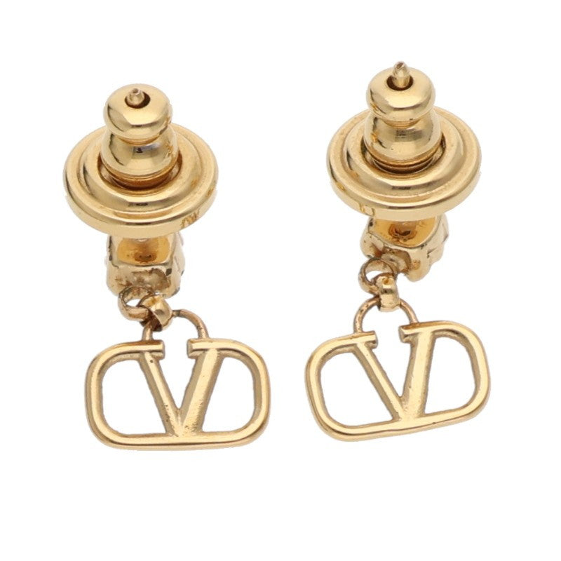 VALENTINO Crystal Logo Drop Earring Gold Clear Size ONE SIZE