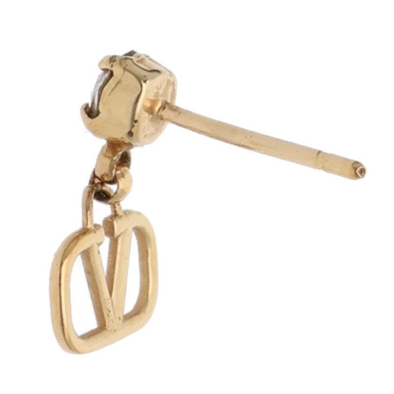 VALENTINO Crystal Logo Drop Earring Gold Clear Size ONE SIZE