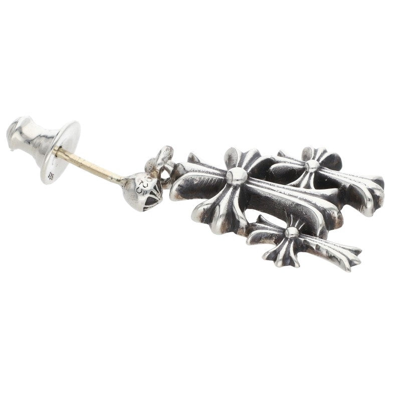 Chrome Hearts 3 CH Cross Drop Silver Earring Size ONE SIZE