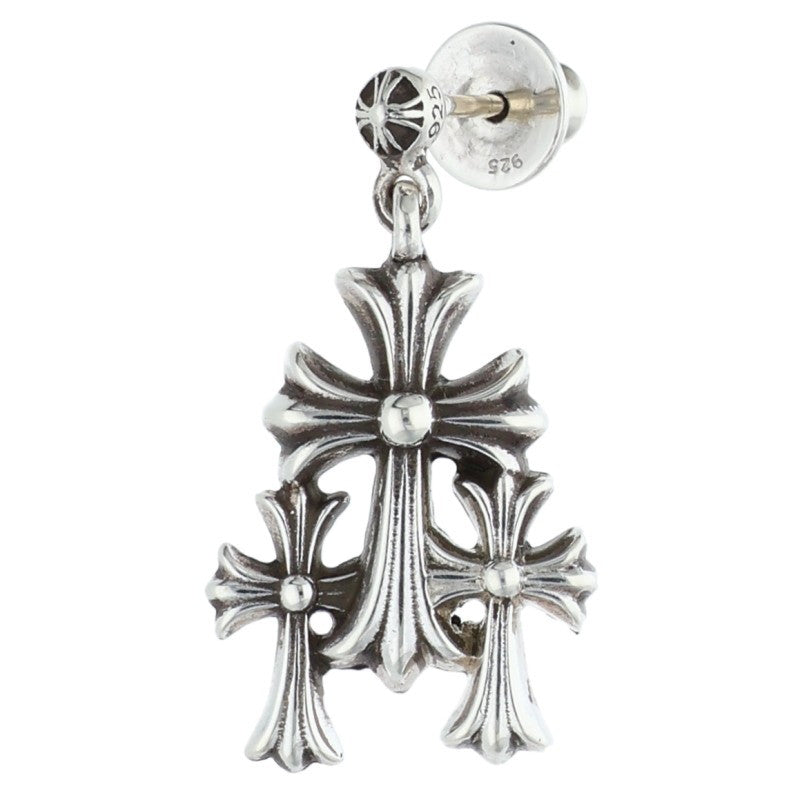 Chrome Hearts Triple CH Cross Silver Earring Size ONE SIZE