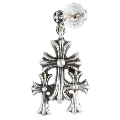 Chrome Hearts Triple CH Cross Silver Earring Size ONE SIZE
