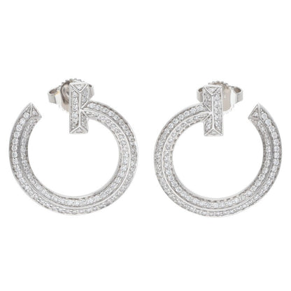 TIFFANY&Co. K18WG T One Open Hoop Pave Diamond Size ONE SIZE