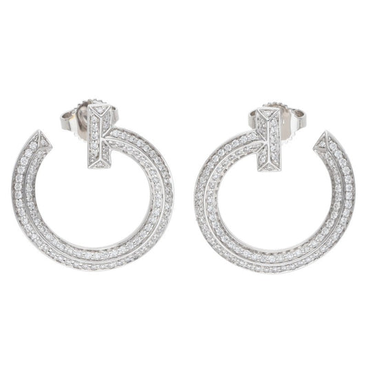 TIFFANY&Co. K18WG T One Open Hoop Pave Diamond Size ONE SIZE