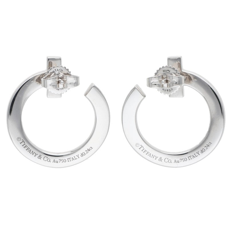 TIFFANY&Co. K18WG T One Open Hoop Pave Diamond Size ONE SIZE
