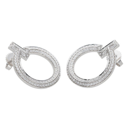 TIFFANY&Co. K18WG T One Open Hoop Pave Diamond Size ONE SIZE