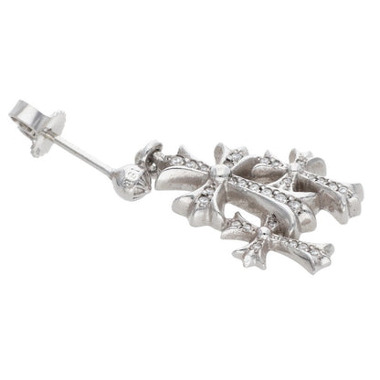 Chrome Hearts 18K Triple CH Diamond Earring Size ONE SIZE