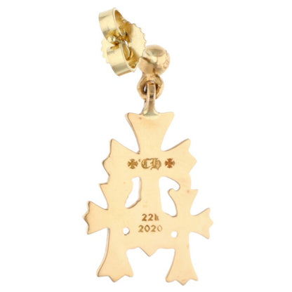 Chrome Hearts 22K Triple CH Cross Gold Earring Size ONE SIZE