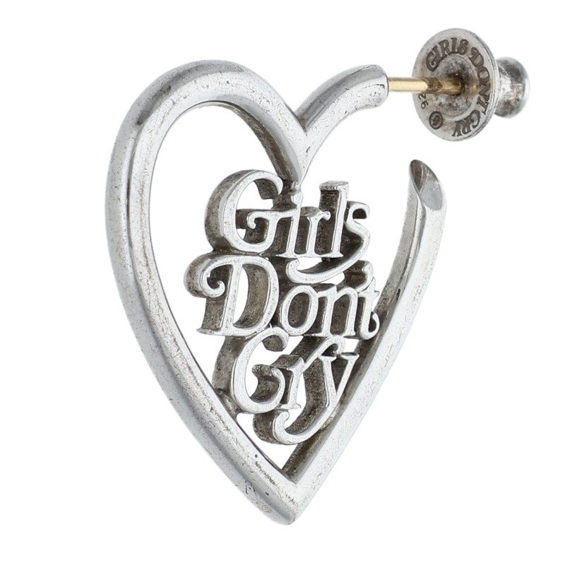 CAREERING x Girls Don't Cry Heart Logo Silver Earrings