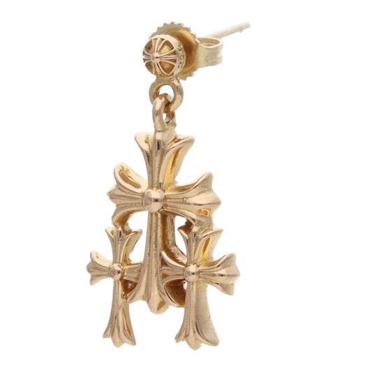 Chrome Hearts 22K 3 CH Cross Drop Gold Earring Size ONE SIZE