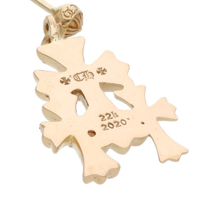 Chrome Hearts 22K 3 CH Cross Drop Gold Earring Size ONE SIZE