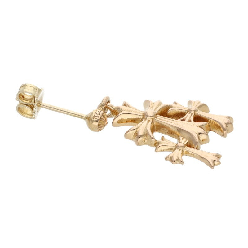 Chrome Hearts 22K 3 CH Cross Drop Gold Earring Size ONE SIZE